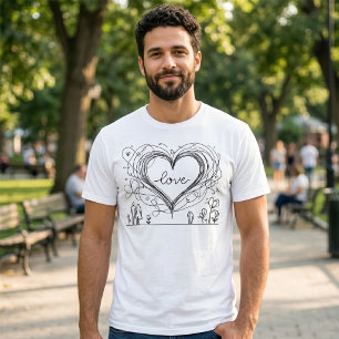 Hand-Drawn Love Heart Minimalist Illustration T-Shirt