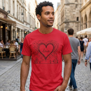 Hand-Drawn Love Heart Minimalist Illustration T-Shirt