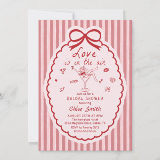 Hand Drawn Love Is In The Air Bow Bridal Shower Invitation