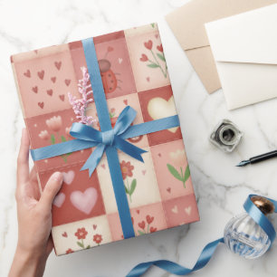 Hand Drawn Love Patchwork - Wrapping Paper Roll