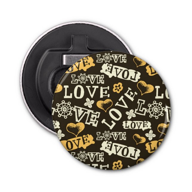 Hand Drawn Love Pattern Bottle Opener (Front)