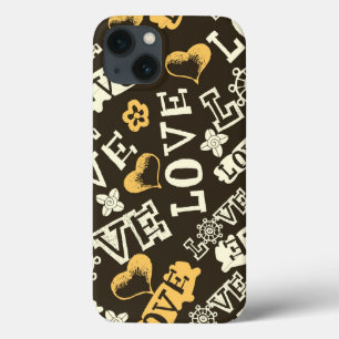 Hand Drawn Love Pattern iPhone 13 Case