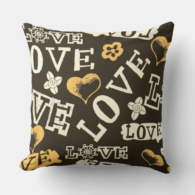 Hand Drawn Love Pattern Cushion (Front)