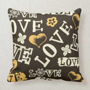 Hand Drawn Love Pattern Cushion