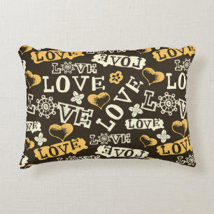 Hand Drawn Love Pattern Decorative Cushion