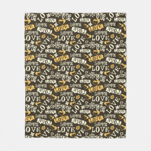 Hand Drawn Love Pattern Fleece Blanket