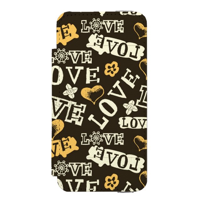 Hand Drawn Love Pattern Incipio iPhone Wallet Case (Folio Front)