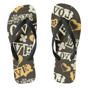 Hand Drawn Love Pattern Jandals
