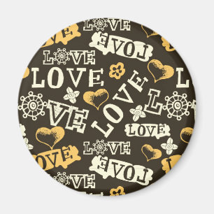 Hand Drawn Love Pattern Magnet