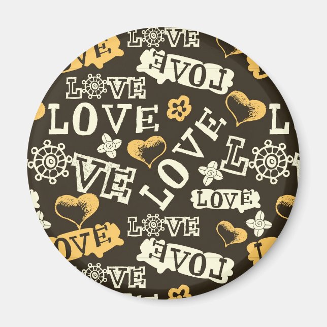 Hand Drawn Love Pattern Magnet (Front)