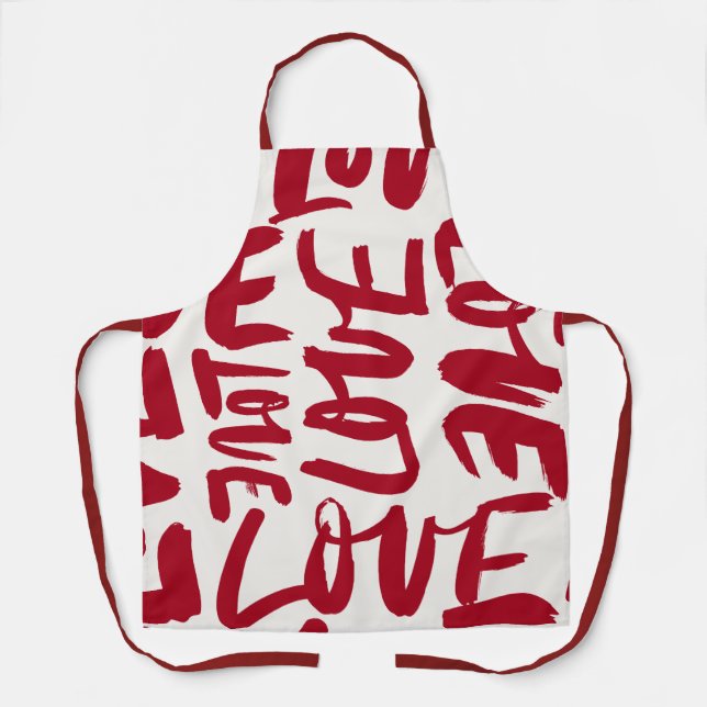 Hand-Drawn Love Pattern Playful Modern Romantic  Apron (Front)