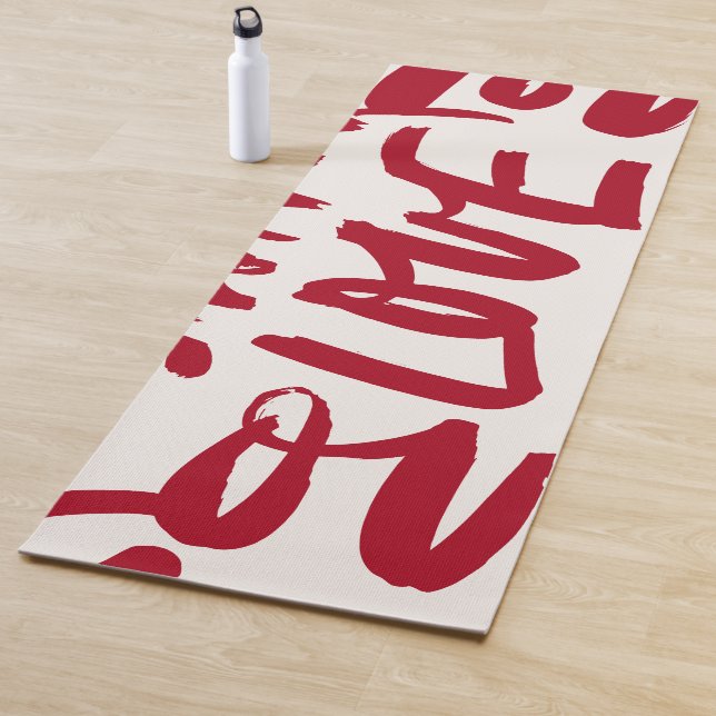 Hand-Drawn Love Pattern Playful Modern Romantic  Yoga Mat (In Situ)