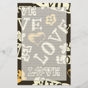 Hand Drawn Love Pattern Stationery