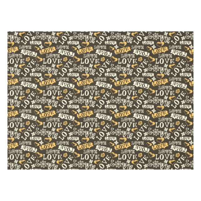 Hand Drawn Love Pattern Tablecloth (Front (Horizontal))