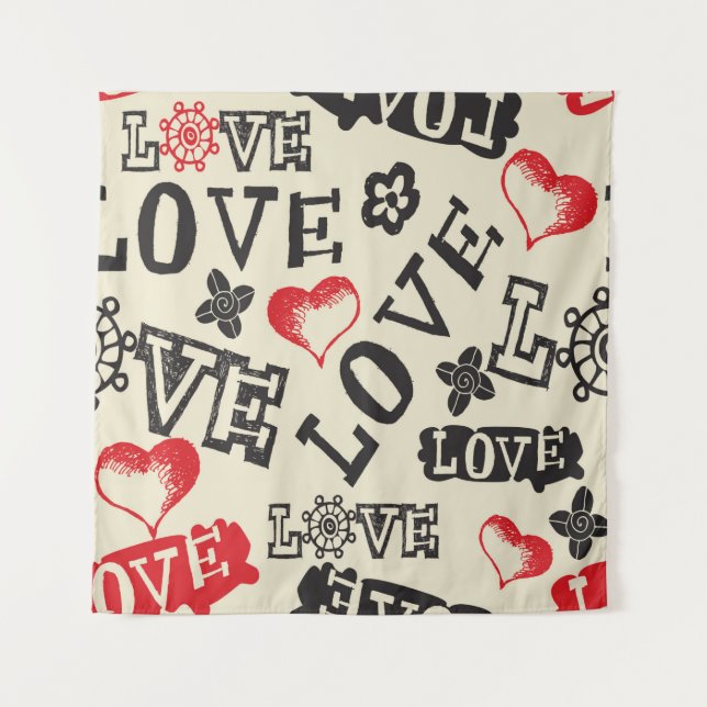 hand drawn love pattern tapestry (Front)