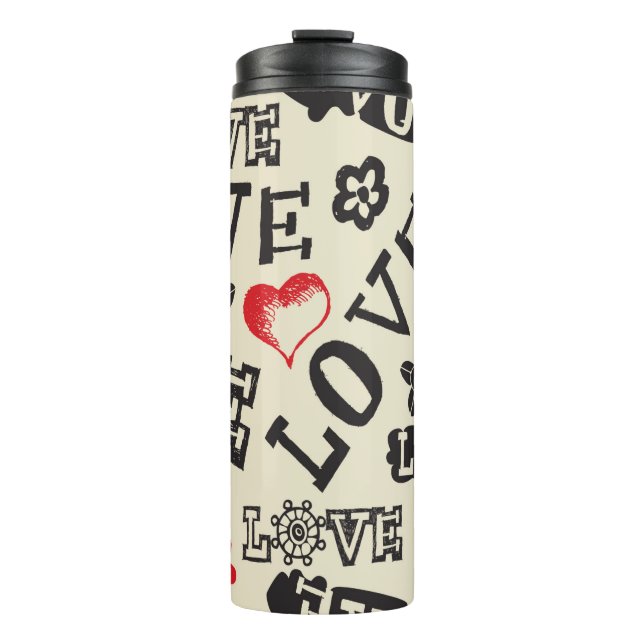 hand drawn love pattern thermal tumbler (Front)