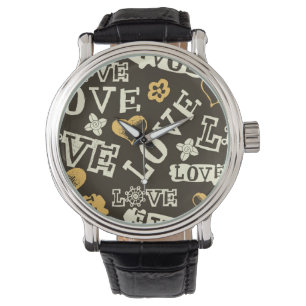 Hand Drawn Love Pattern Watch