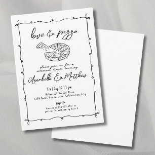 Hand Drawn Love Pizza Wedding Rehearsal Dinner Invitation