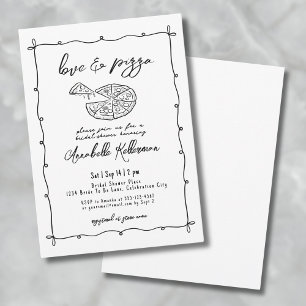 Hand Drawn Love Pizza Whimsical Bridal Shower Invitation