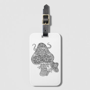 Hand Drawn Magic Mushrooms Doodle Luggage Tag