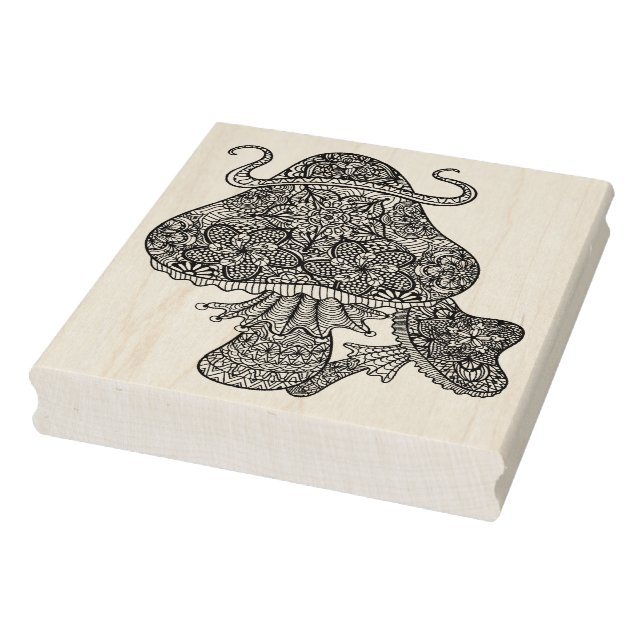 Hand Drawn Magic Mushrooms Doodle Rubber Stamp (Stamp)
