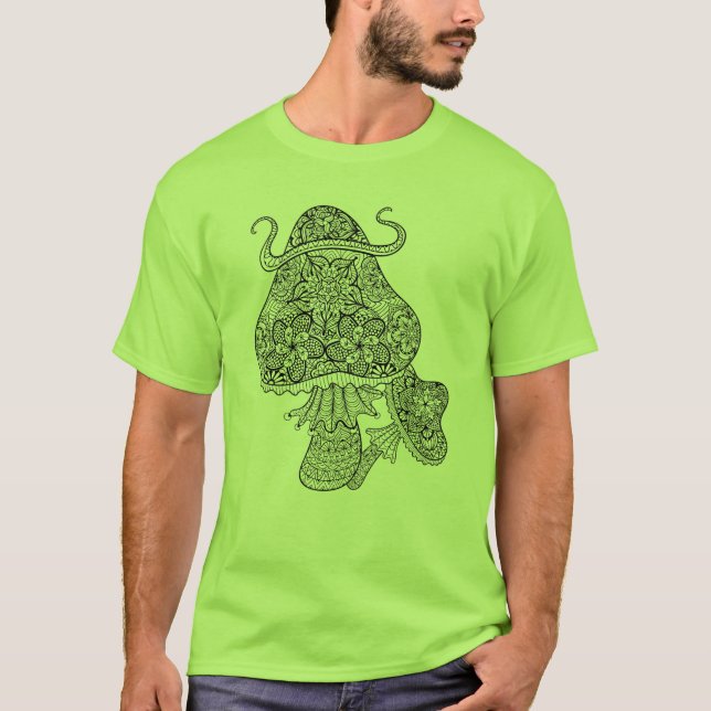 Hand Drawn Magic Mushrooms Doodle T-Shirt (Front)