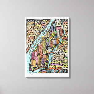 Hand Drawn Map of New York City Canvas Print