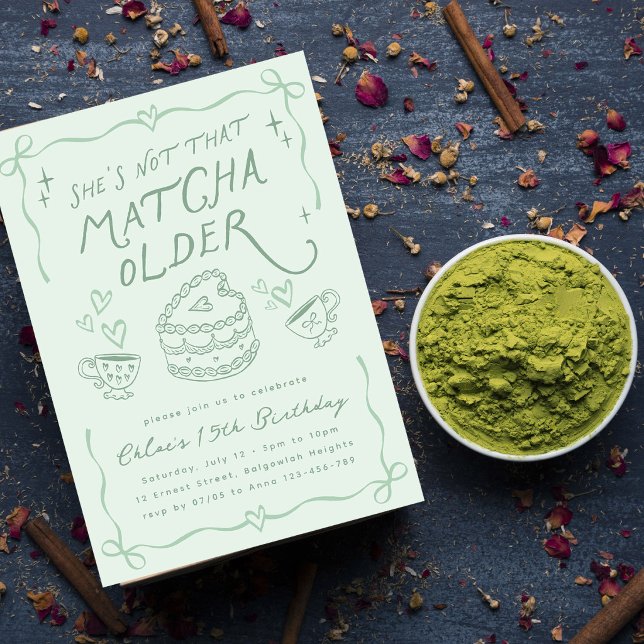 Hand drawn Matcha Birthday, Green Tea Party  Invitation (Creator Uploaded)