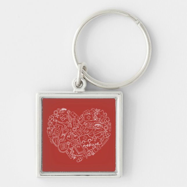 Hand Drawn Medial Doodle Logo Key Ring (Front)