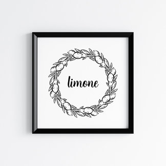 Hand-Drawn Mediterranean Lemon Wreath Art Poster