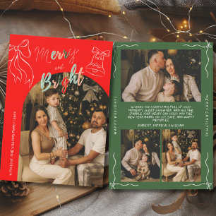 Hand Drawn Merry and Bright Arch Photo Christmas Holiday Card