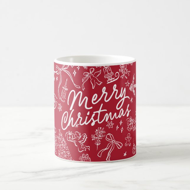 Hand Drawn Merry Christmas Coffee Mug (Center)