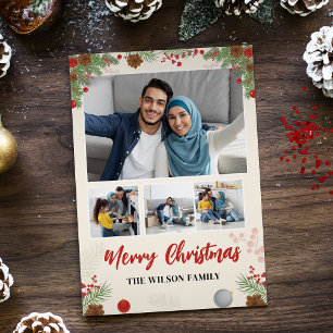 Hand Drawn Merry Christmas Four Photo Collage