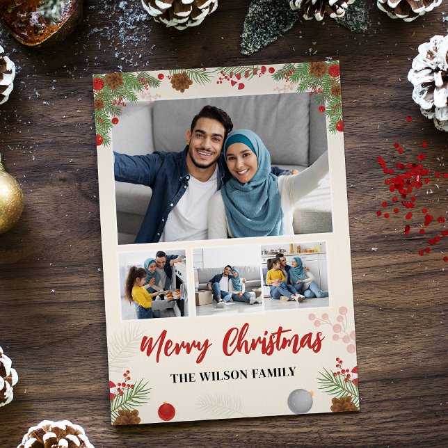 Hand Drawn Merry Christmas Four Photo Collage (Creator Uploaded)