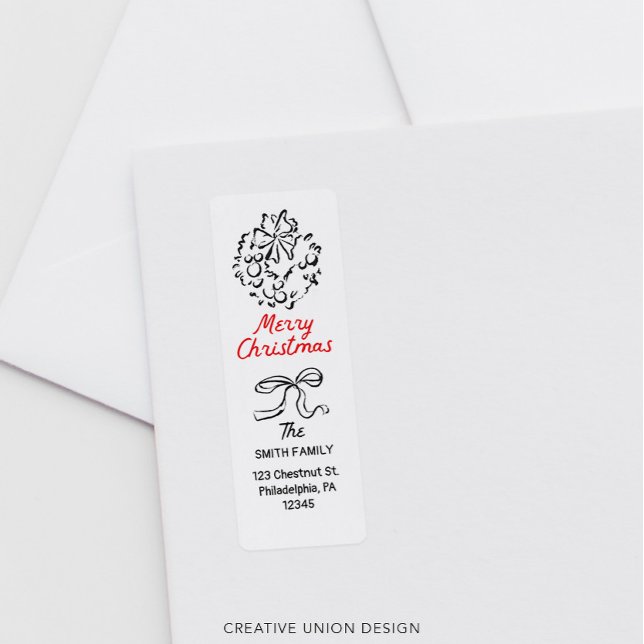 Hand Drawn Merry Christmas Return Address Label (Creator Uploaded)