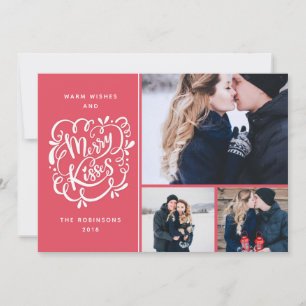 Hand Drawn Merry Kisses Christmas Multi-Photo Holiday Card