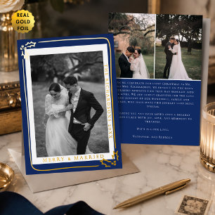 Hand Drawn Merry & Married Navy 3 Photo Christmas
