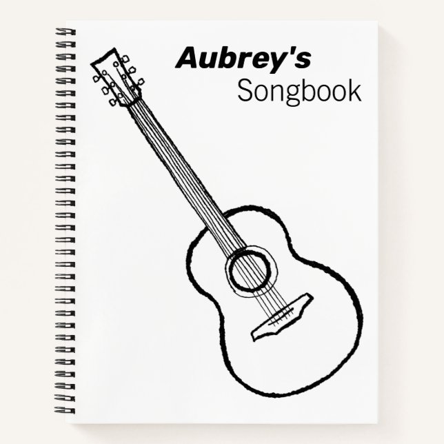 Hand-drawn Minimal Guitar Spiral Notebook (Front)