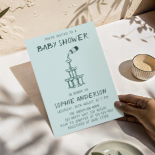 Hand Drawn Minimalist Baby Shower Party Invitation