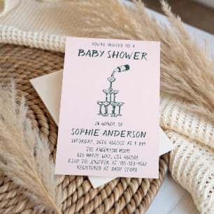 Hand Drawn Minimalist Baby Shower Party  Invitation