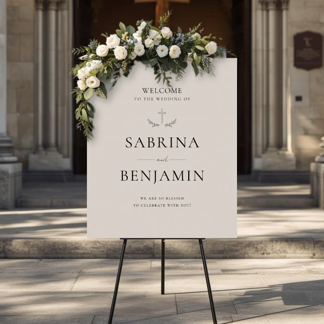 Hand Drawn Minimalist Christian Wedding Welcome  Poster (Creator Uploaded)