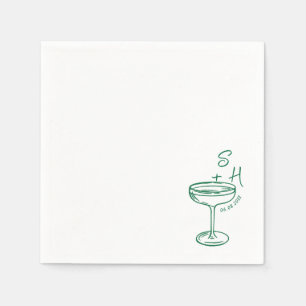 Hand Drawn minimalist Simple Cocktail Wedding Napkin