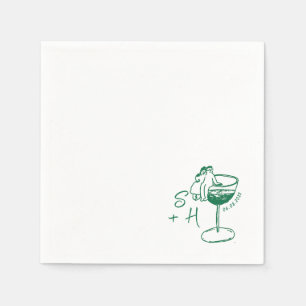 Hand Drawn minimalist Simple Cocktail Wedding  Napkin