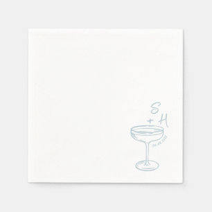 Hand Drawn minimalist Simple Cocktail Wedding Napkin