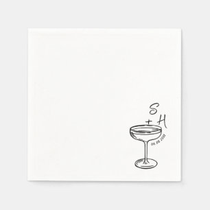 Hand Drawn minimalist Simple Cocktail Wedding Napkin