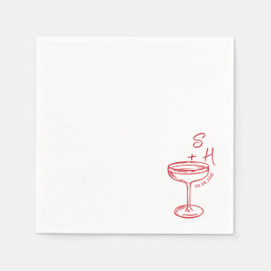 Hand Drawn minimalist Simple Cocktail Wedding Napkin