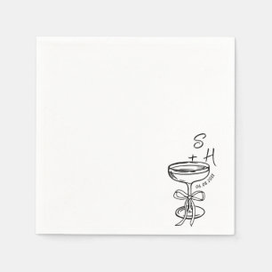 Hand Drawn minimalist Simple Cocktail Wedding Napkin