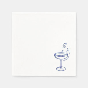 Hand Drawn minimalist Simple Cocktail Wedding  Napkin