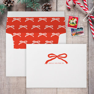 Hand-Drawn Modern Christmas Holiday Red Bow Envelope