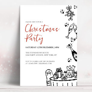 Hand Drawn Modern Christmas Party Invitation
